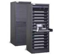 66 H x 25 W x 24 D  EMPTY INTERIOR   Black Santex Only Single-Wide Laptop Cabinet - No Lock