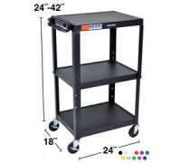 Luxor Mobile AV Cart  Adjustable Height  Three Shelves