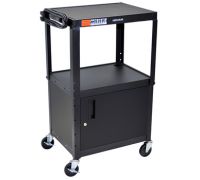 Luxor RED  Mobile AV Cart  Adjustable Height  Locking Storage Cabinet