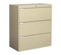 Lateral Files With Receding Drawers   Electronic Lock 1200P-Series  3 Drawer Lateral File  2 receding doors with roll-out shelves 