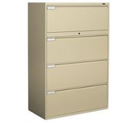 Lateral Files With Receding Drawers   Electronic Lock 1200P-Series  4 Drawer Lateral File  3 receding doors with roll-out shelves 