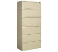 1200P Series Lateral Filing Cabinets With Receding Drawers  6 Drawer Lateral File  4 receding doors with roll-out shelves  Bottom drawer fixed front 