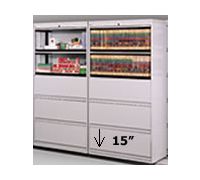 5-High  3  Fixed Front File Drawers    2  Receding Doors on Top - 15  Opening  Elite 5-High 15  Opening   3  Fixed Drawers   2  Receding Doors
