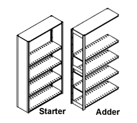 LEGAL ADDER 5 shelves  4 openings  64-1 4  H