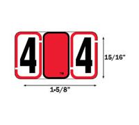 Numeric Label  4  Red  500 Roll  7700-R Double J Series