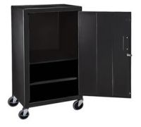 Luxor 42  High Mobile Locking Cabinet Cart  Two Adjustable Shelves Dimension  24 W x 18 D x 42 H