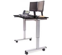 48 W Electric Standing Desk  Silver Frame and Black Oak Top
