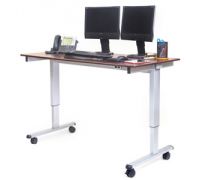 60 W Electric Standing Desk  Silver Frame and Dark Walnut Top